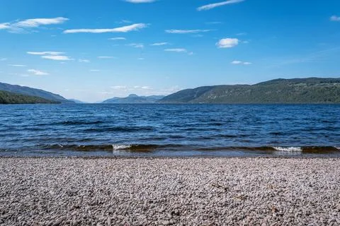 Pebble beach view of Loch Ness Stock Photos