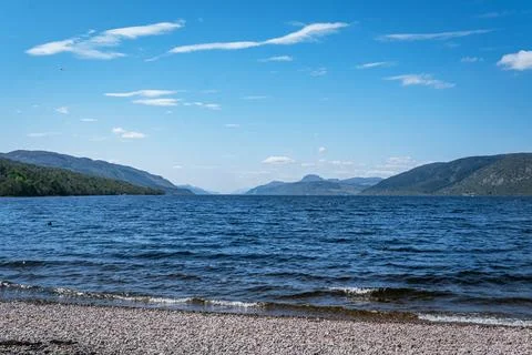 Pebble beach view of Loch Ness Stock Photos