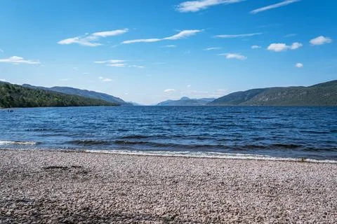 Pebble beach view of Loch Ness Stock Photos