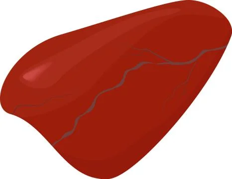 Pebble of red jasper macro isolated on white background Stock Illustration