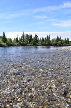 Pebble reef on the North river. Stock Photos