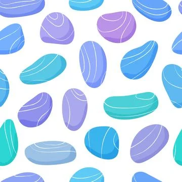 Pebble seamless pattern. Beach pebble stones background. Sea or river smooth イラスト素材