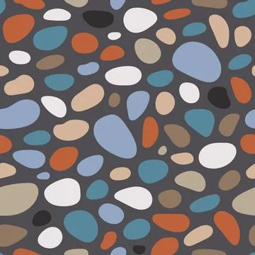 Pebble seamless pattern. Smooth stones background. Cobblestone paving texture Stock Illustration