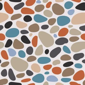 Pebble seamless pattern. Smooth stones background. Cobblestone paving texture Stock Illustration