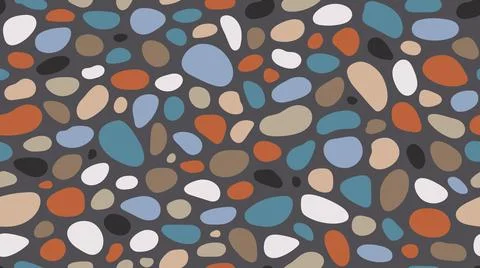 Pebble seamless pattern. Smooth stones background. Cobblestone paving texture Stock Illustration