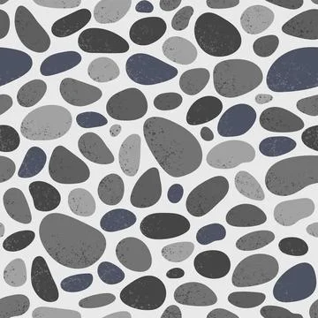 Pebble seamless pattern. Smooth stones background. Gray cobblestone paving Stock Illustration