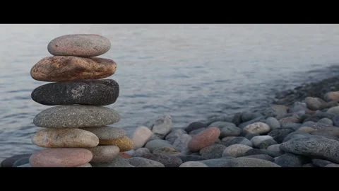 Pebble stack  coast Stock Footage 331194578