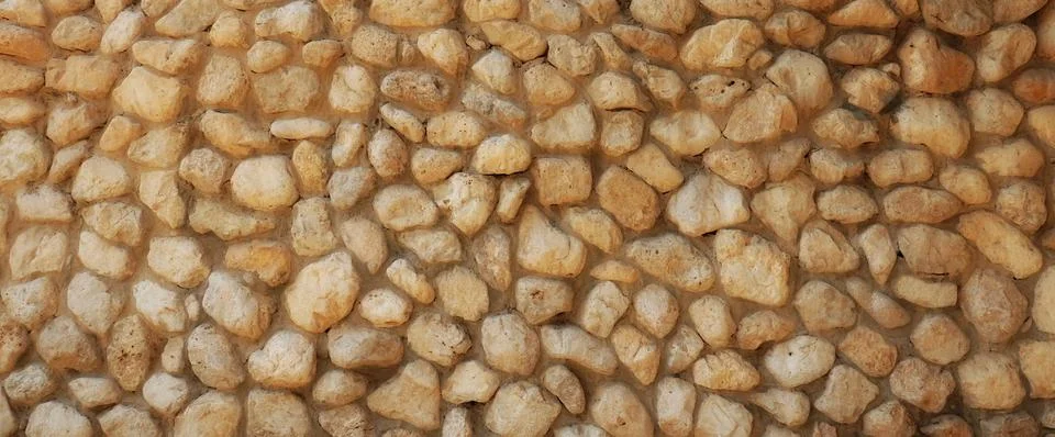 Pebble Stone Wall. Background Texture. Wide Large Panoramic Photo Stock Photos
