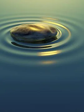 Pebble stone in water with ripples background 3D illustration Stock Illustration