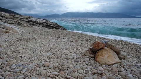 Pebble stones beach Stock Footage 73994917