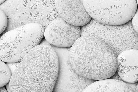 Pebbles background, abstract background with dry round gray reeble stones, gr Foto stock