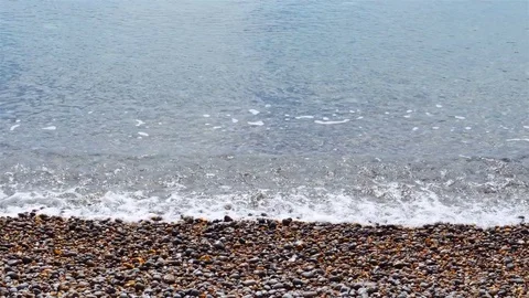 Pebbles beach and sea wave Stock Footage 75809104
