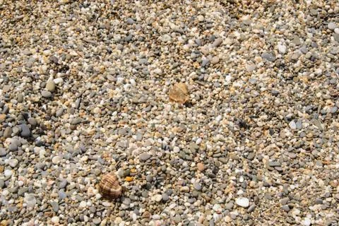 Pebbles on the beach as background Stock Photos