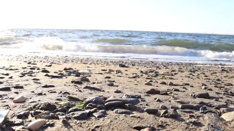 Pebbles on the Beach in the Morning Stock Footage 267694764