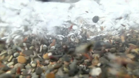 Pebbles rolls at underwater stream Stock Footage 155325357