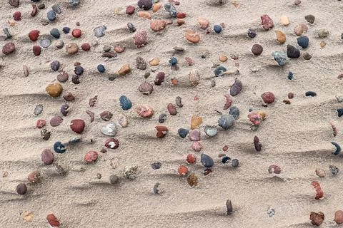Pebbles on a sandy beach Stock Photos