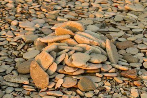 Pebbles on seashore. Foto stock