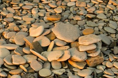 Pebbles on seashore. Stock Photos