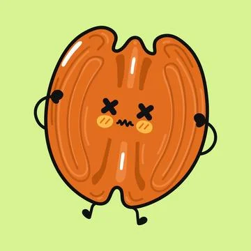 Pecan nut character feeling dizzy and unwell Stock Illustration