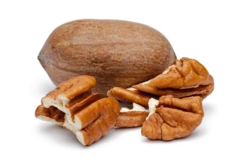 Pecan nut isolated on white Stock Photos