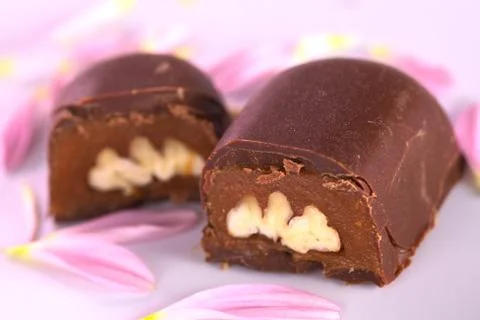 Pecan nut truffle Stock Photos