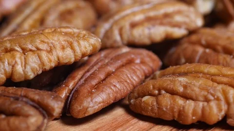 Pecan Nuts, close up rotation Stock Footage 76439067