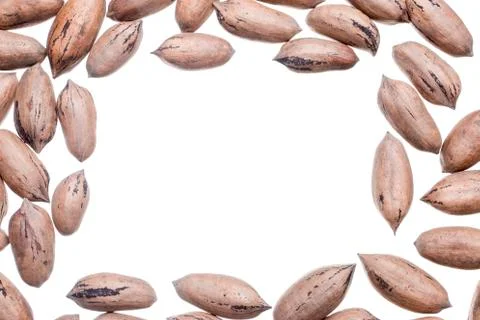 Pecan nuts frame Stock Photos