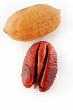 Pecan nuts on white background Stock Photos