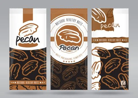 Pecan packaging set Stock Illustration