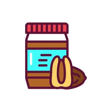 Pecan paste color line icon. Isolated vector element. Stock Illustration