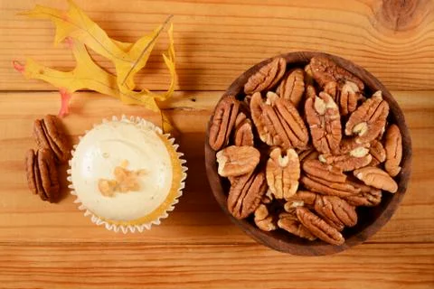 Pecan pie cupcake Stock Photos