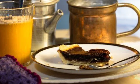 Pecan pie, fall dessert Stock Photos