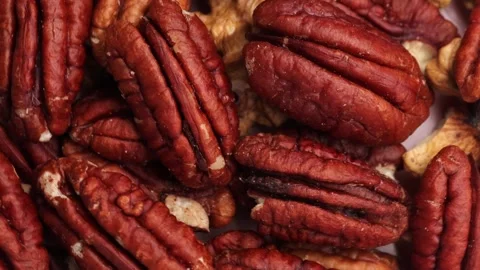 Pecan, rotation in circle. macro nuts Stock Footage 237233464