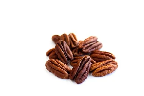 Pecan on white background. Stock Photos