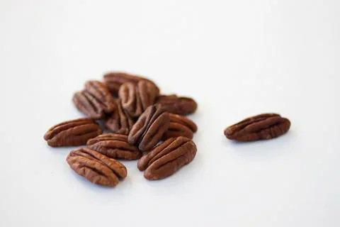 Pecan on white background. Stock Photos