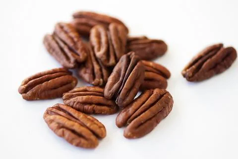 Pecan on white background. Stock Photos