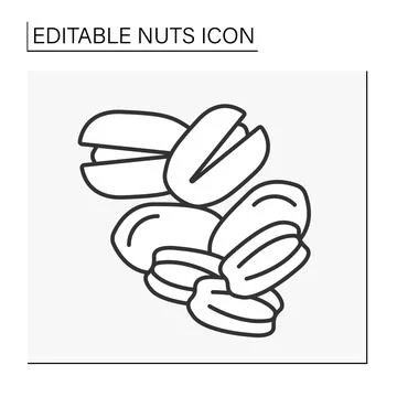 Pecans line icon Stock Illustration