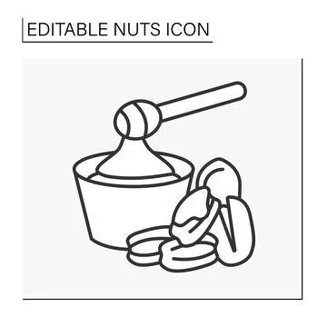 Pecans line icon Stock Illustration