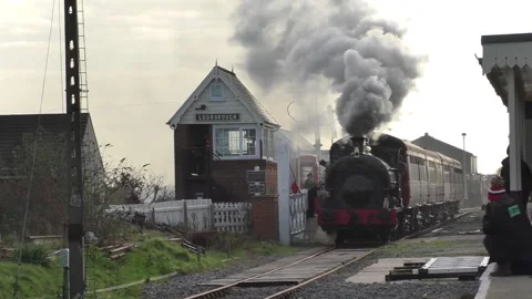 Peckett 0-4-0ST with lots of smoke on the Lincolnshire Wolds Railway. Stock Footage