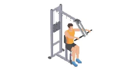 Pectoral muscles. Pushing forward. Pixel graphics. Stock Footage 291898589