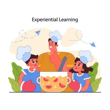 Pedagogy. Experiential learning, method of children upbringing and education Stock Illustration