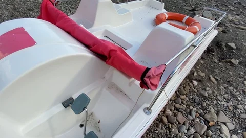 Pedal-boat on the beach beach Stock Footage 117482829