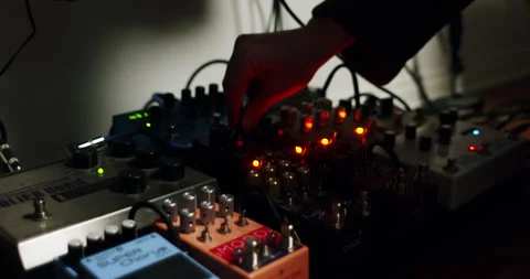 Pedal Collection At Recording Studio Session 4K 24FPS Stock Footage 253445695