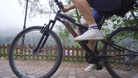 Pedaling in the forest. Stock Footage 212368342