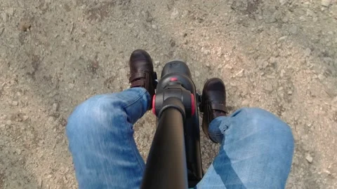 Pedals of a trike from personal perspective 4K video Stock Footage 149945498