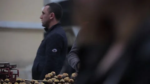 A peddler selling chestnuts Stock Footage 148931539