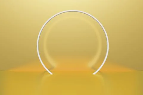 Pedestal display with white circle background and abstract gold floor with bo Stock Illustration