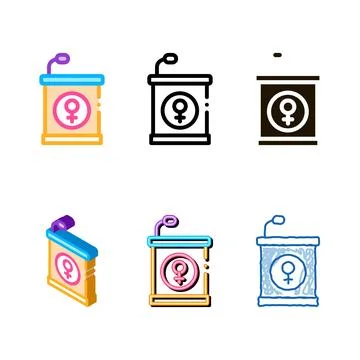 Pedestal mike icon multistyle vector outline Stock Illustration