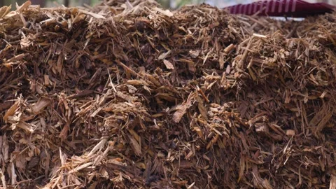 Pedestal motion up to show the depth of the Mulch Pile. Stock Footage 336427014