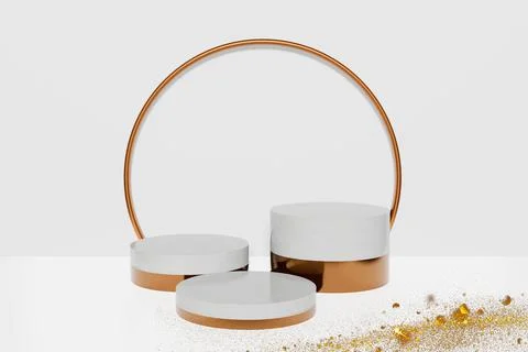 Pedestal screen on a white background and copper decorations with a box suppo Stock Illustration